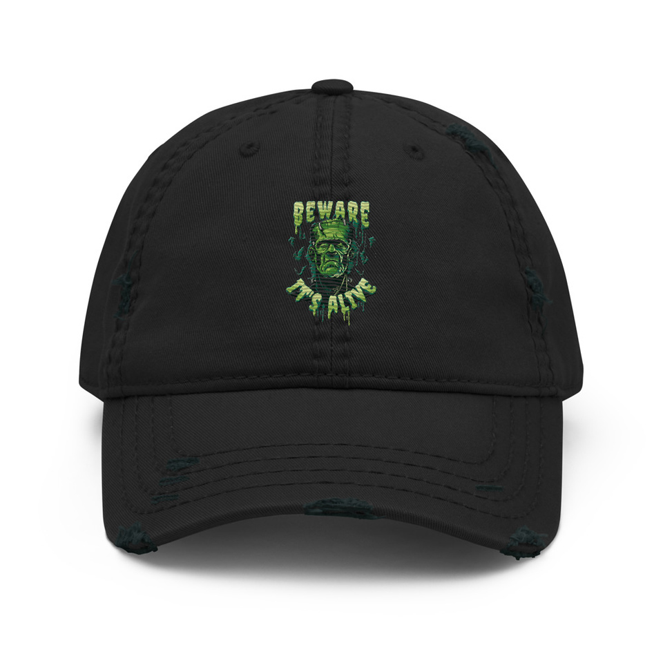 Beware of Frankenstein - Scary Halloween Distressed Dad Hat
