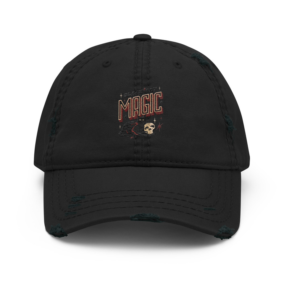 Black Cat Magic Distressed Dad Hat