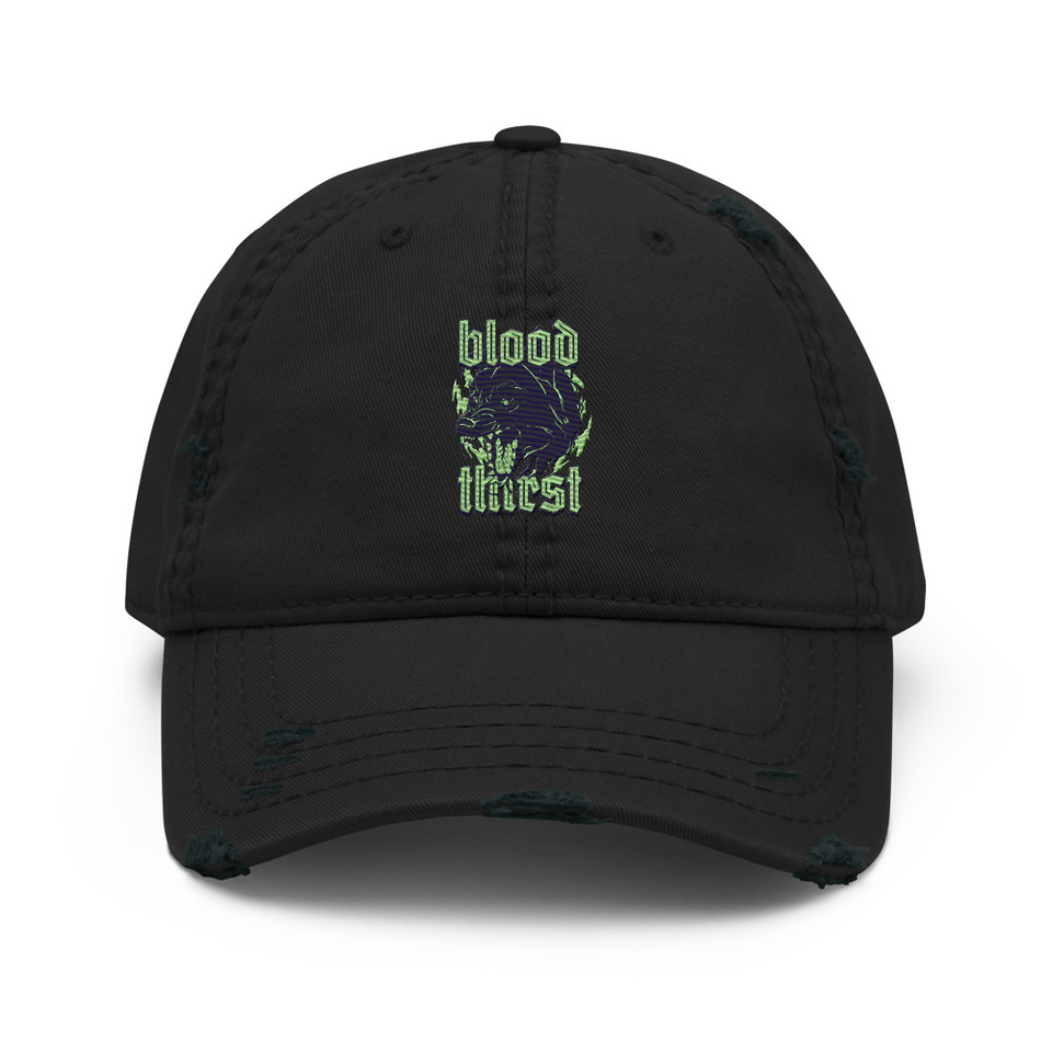 Blood Thirst - Neon Dog Distressed Dad Hat