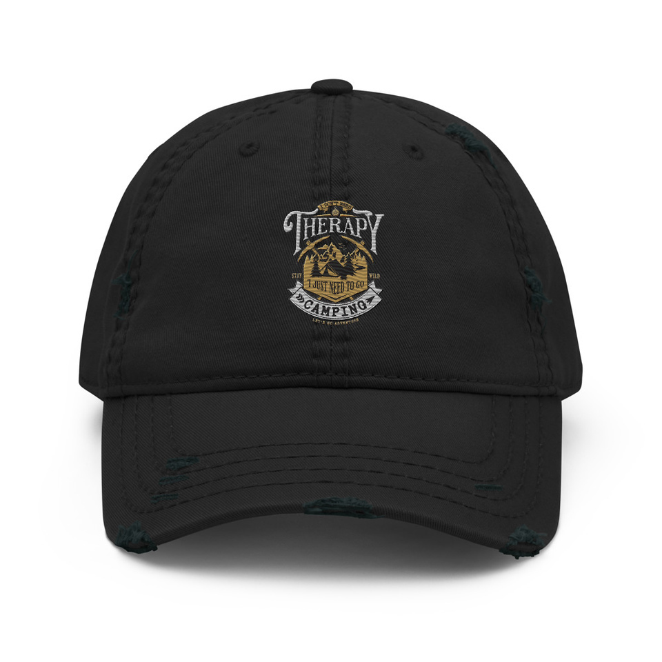 Camping Emblem Distressed Dad Hat