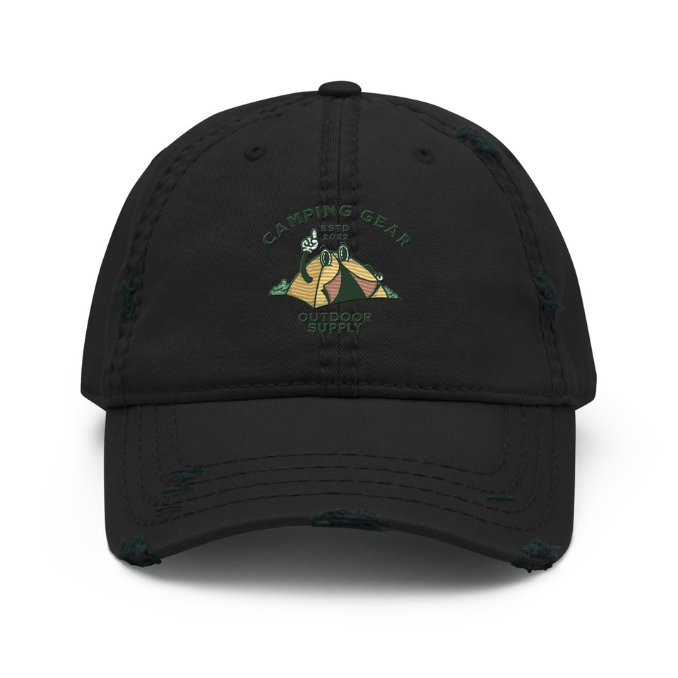 Camping Gear Distressed Dad Hat