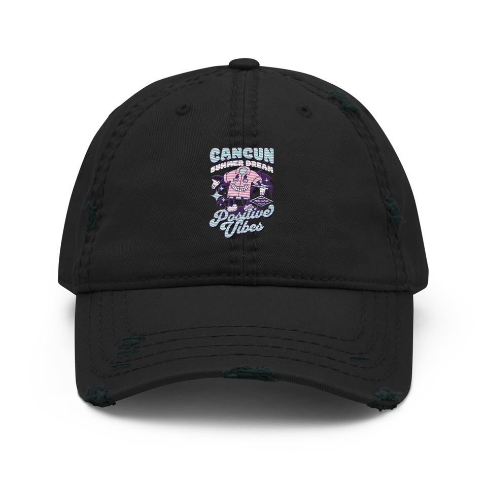 Cancun Positive Vibes Distressed Dad Hat