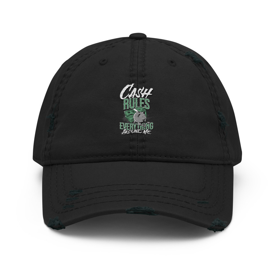 Cash Rules Distressed Dad Hat