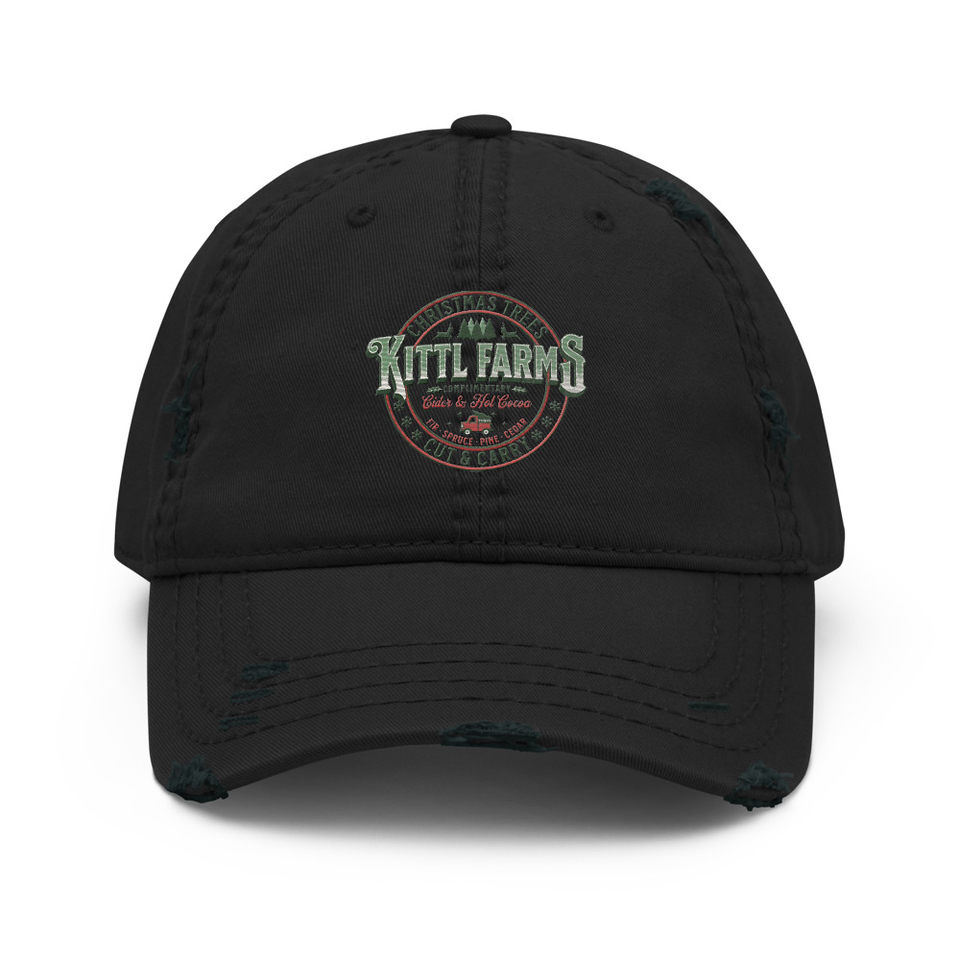 Christmas Tree Farm - Vintage Holiday Badge Distressed Dad Hat