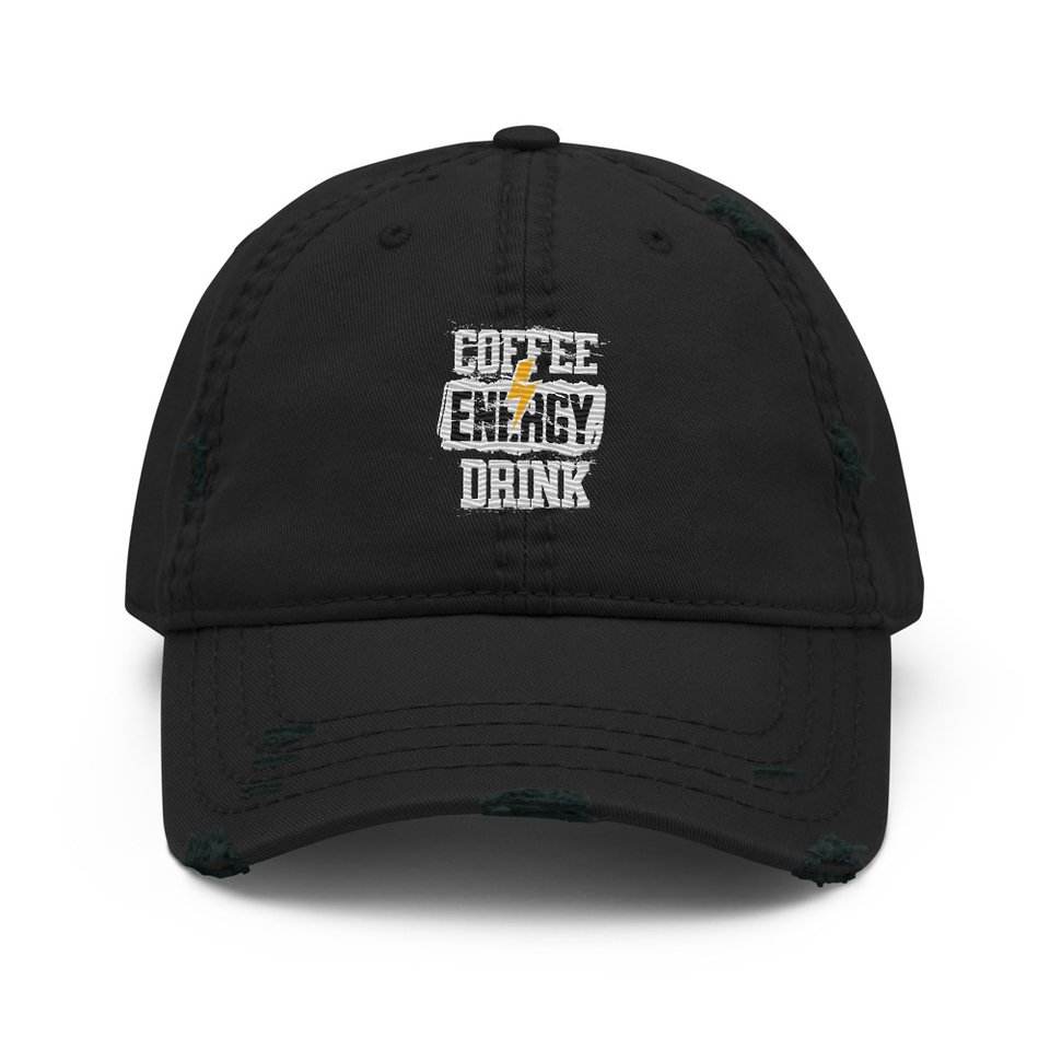 Coffee Energy Drink - Grunge Bolt Distressed Dad Hat