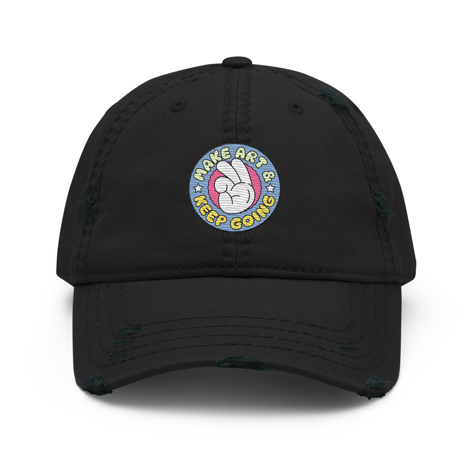 Colorful Fun Retro Style Badge Distressed Dad Hat