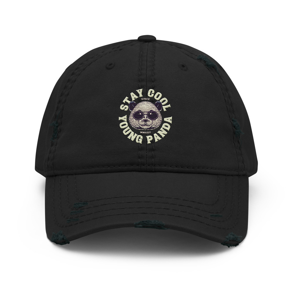 Cool Panda with Sunglasses -  Distressed Dad Hat