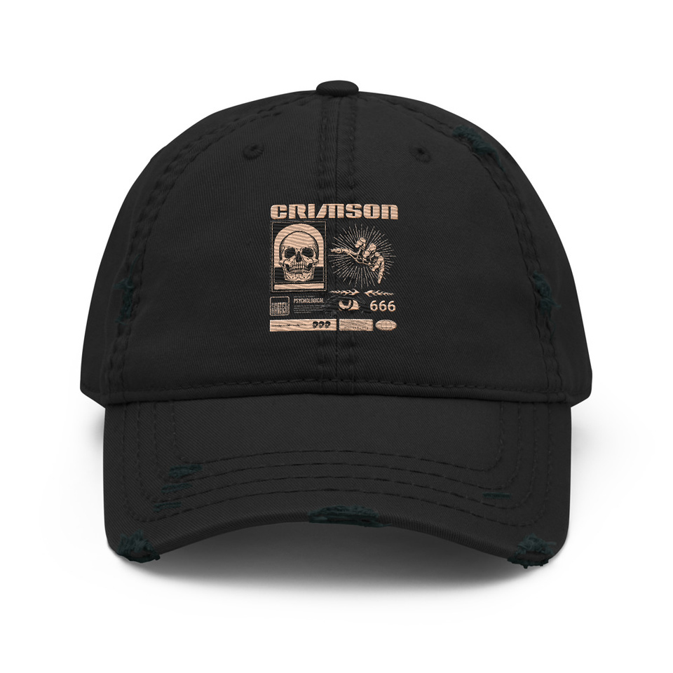 Crimson Distressed Dad Hat