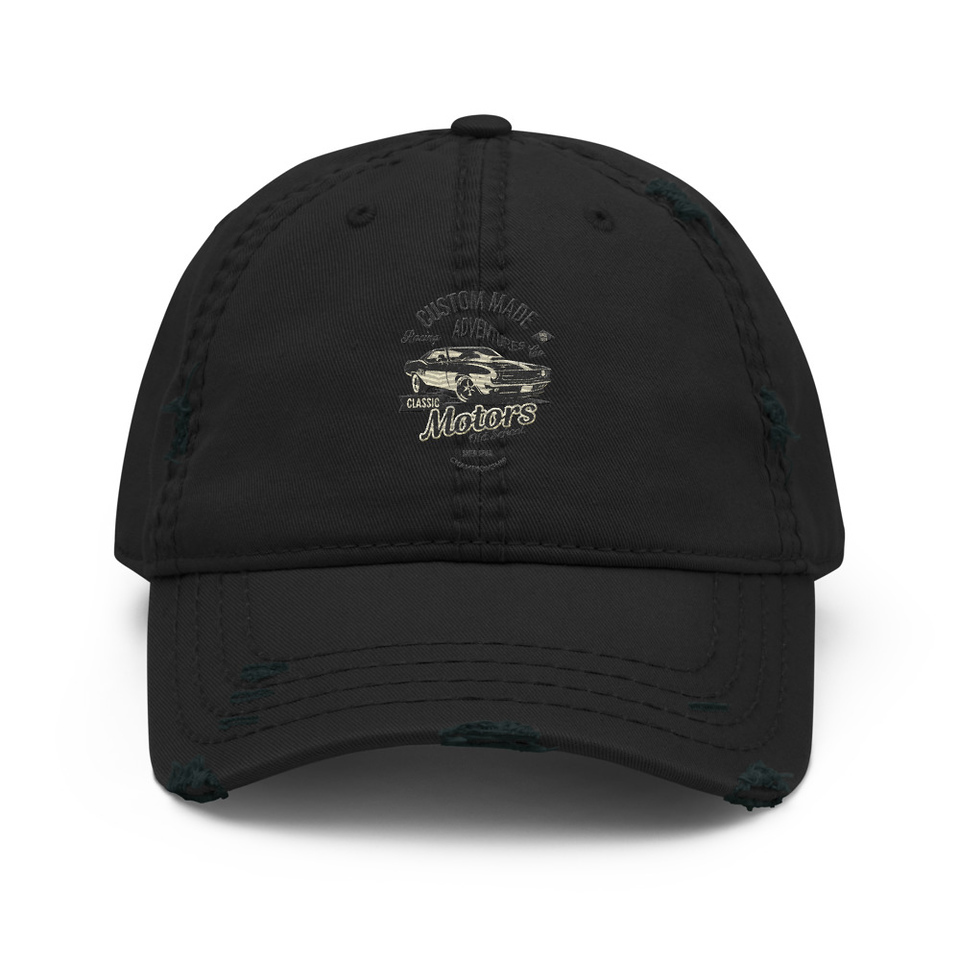 Custom Made Adventures Motors Old School Distressed Dad Hat