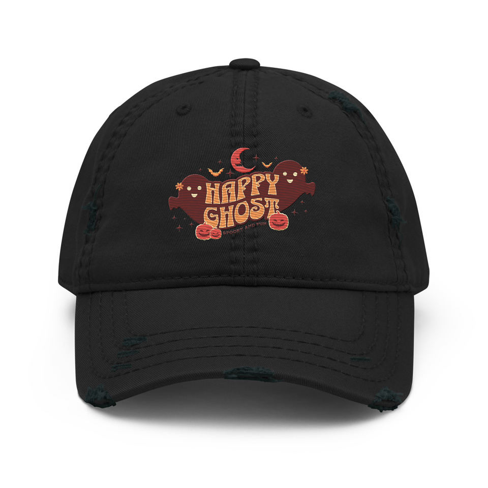 Cute Happy Ghost Distressed Dad Hat