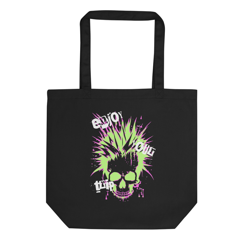 'Enjoy Your Trip' Punk Skull Eco Tote Bag