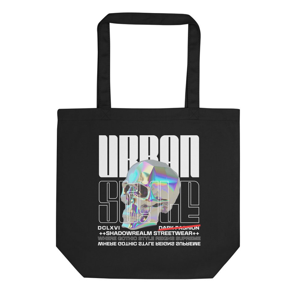 Black 3D Skull Eco Tote Bag