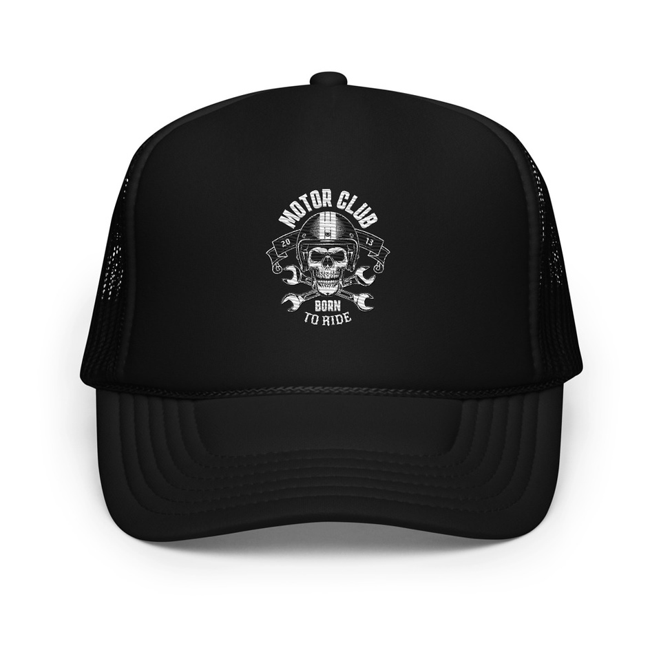 Born to Ride - Biker Club Skull  Foam Trucker Hat