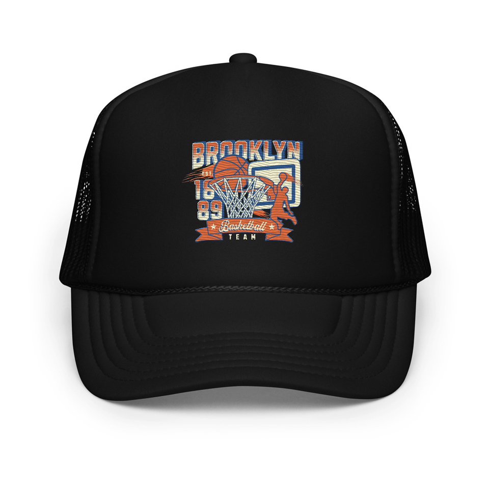 Brooklyn Basketball Team - Athletic Sports Foam Trucker Hat