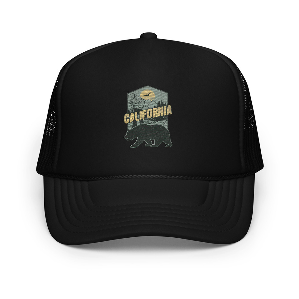 California Bear - Outdoors Wilderness Camping Hiking Foam Trucker Hat