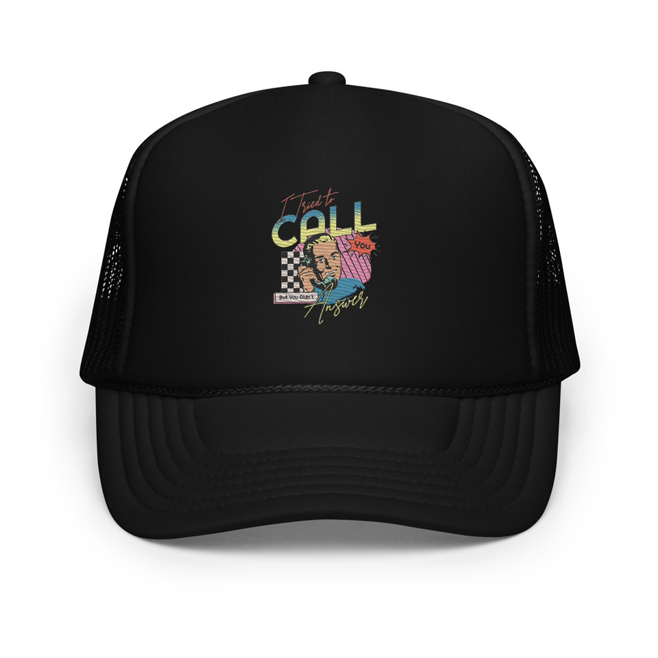 Classic Retro Illustrative Portrait Men Calling Foam Trucker Hat