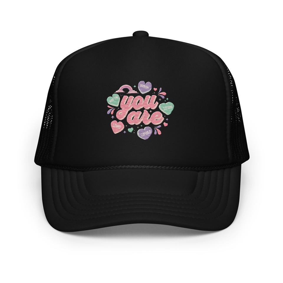 Colorful Self Love Affirmation - Heart Foam Trucker Hat