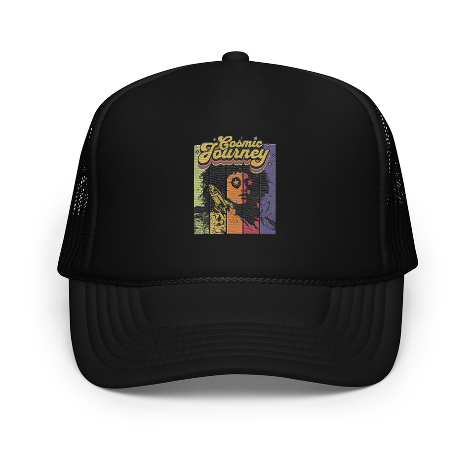 Cosmic Journey Rainbow Retro Foam Trucker Hat
