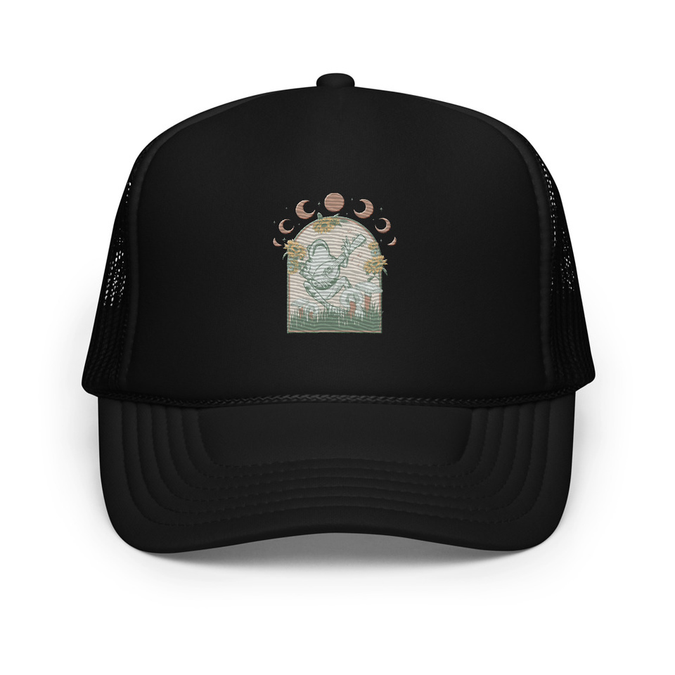 Cottagecore Frog Botanical Foam Trucker Hat