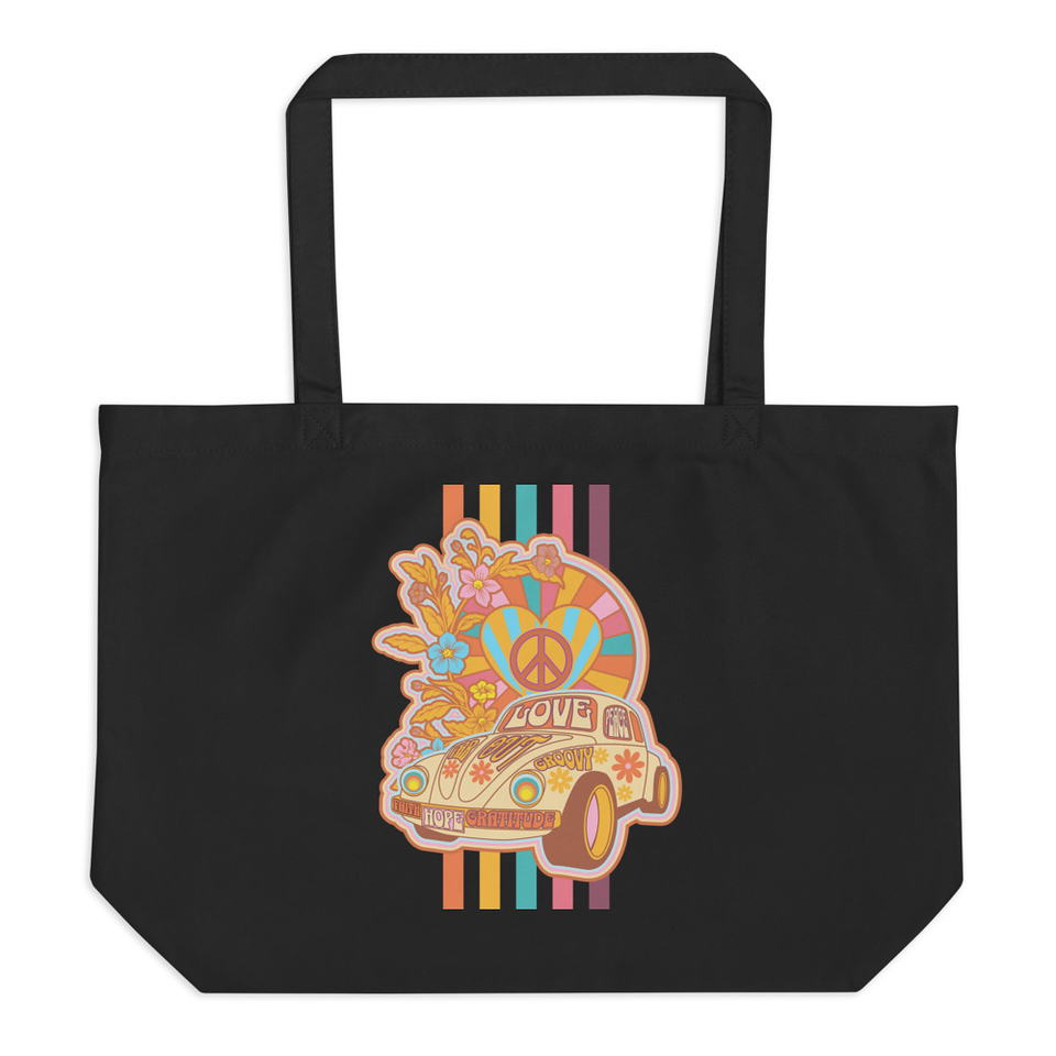 60s flower power Large Eco Tote