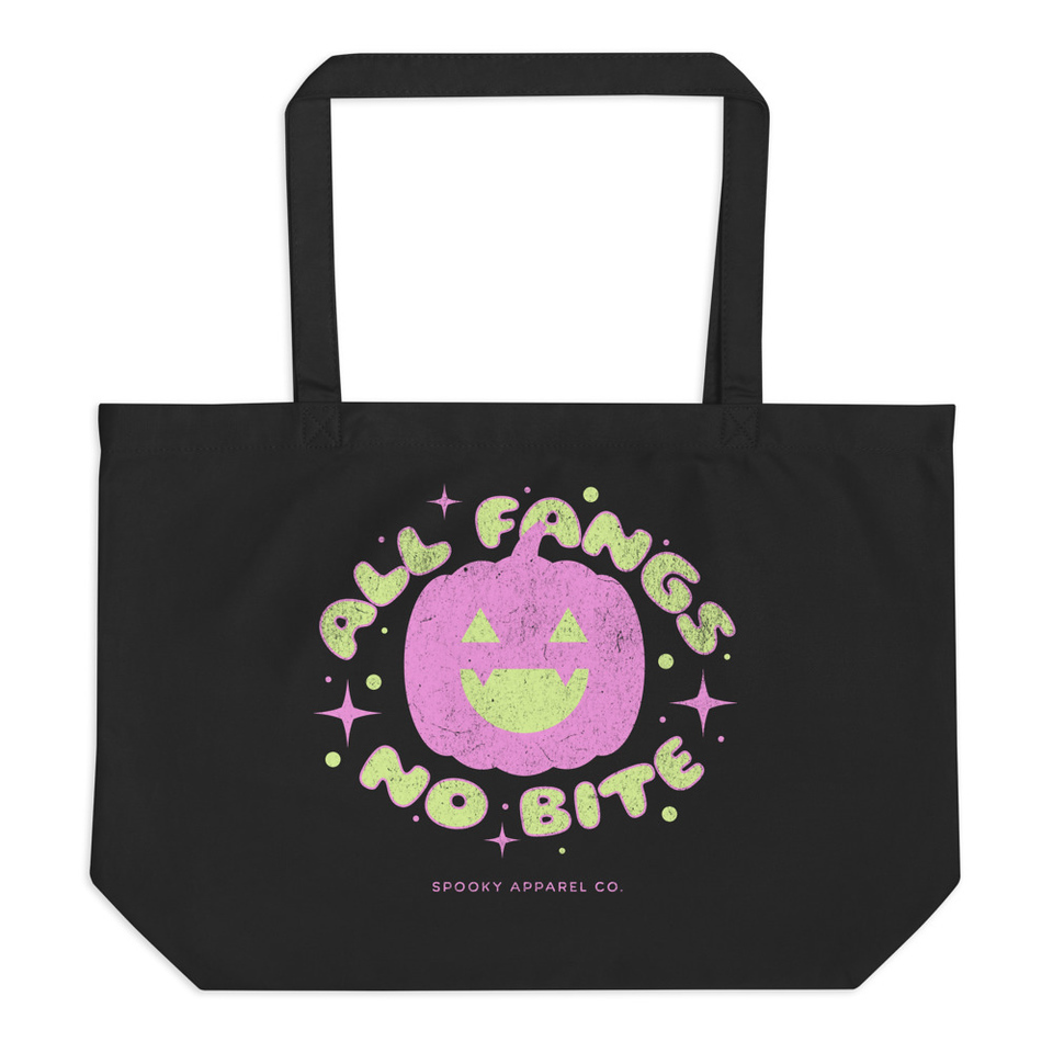 All Fangs No Bite - Halloween Large Eco Tote