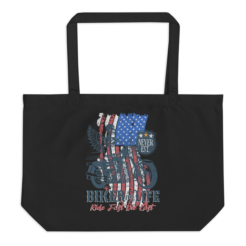 American Biker for Life Large Eco Tote