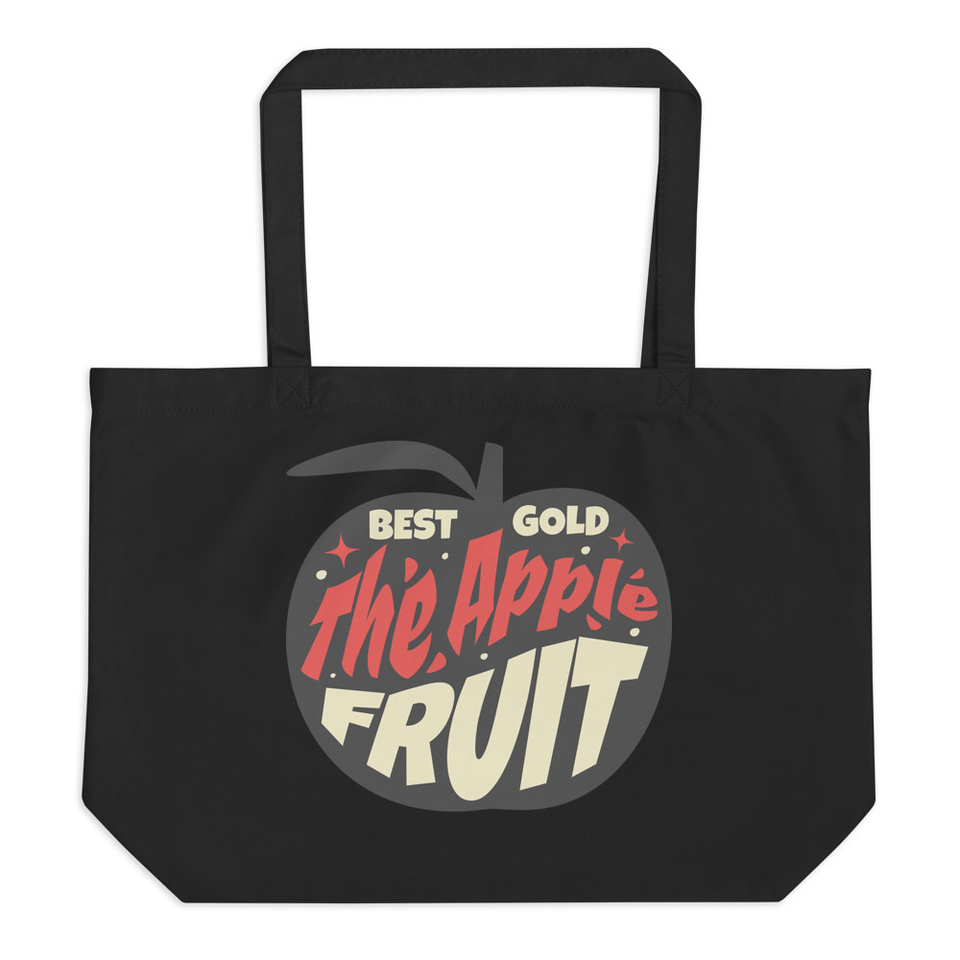 Apple Fruit - Typographic Lettering Large Eco Tote
