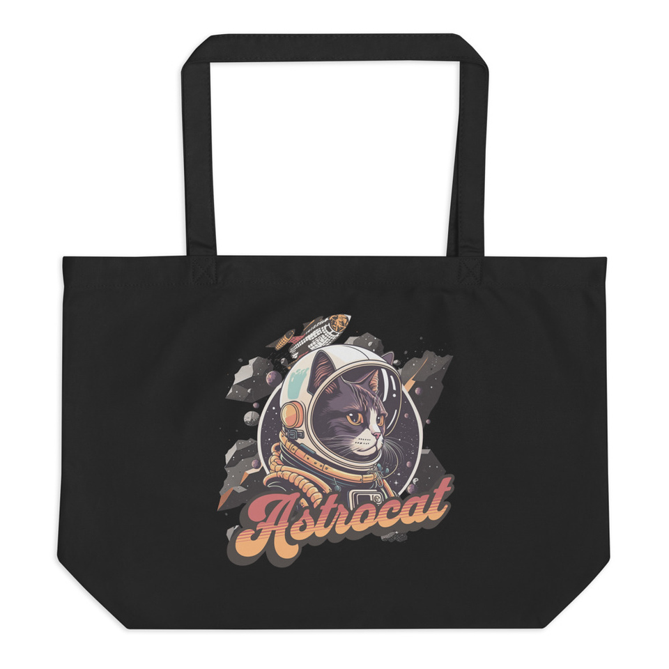 Astrocat - Retro graphic Large Eco Tote