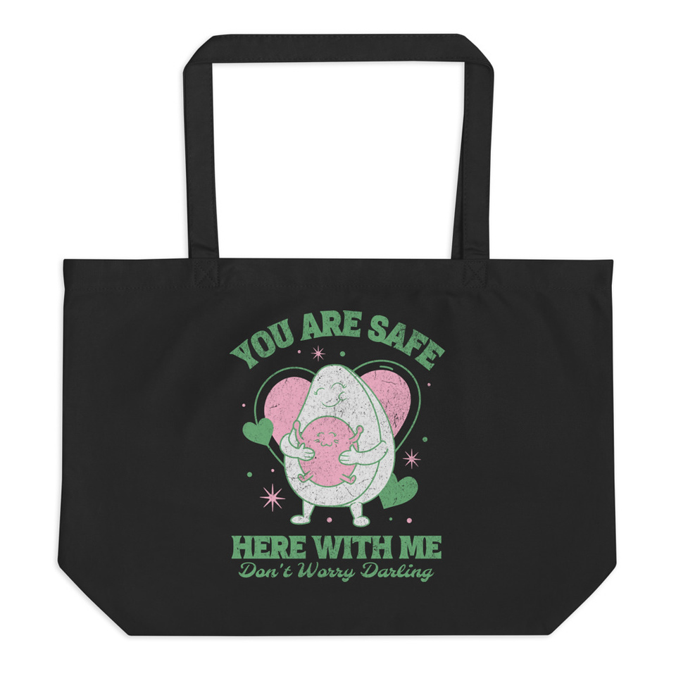 Avo Love - Typographic Cartoon Streetwear Large Eco Tote
