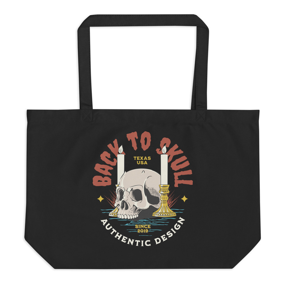 Back to Skull - Authenthic Design  Large Eco Tote