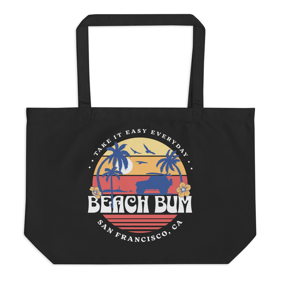 Beach Bum - Sunset Surfing Large Eco Tote