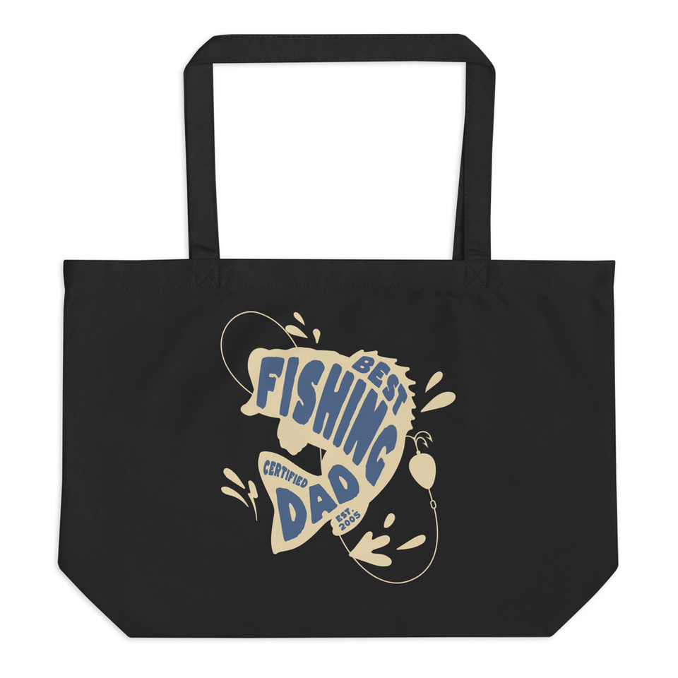 Best Fishing Dad - Typography Large Eco Tote
