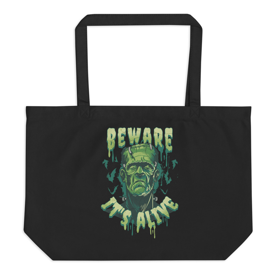 Beware of Frankenstein - Scary Halloween Large Eco Tote