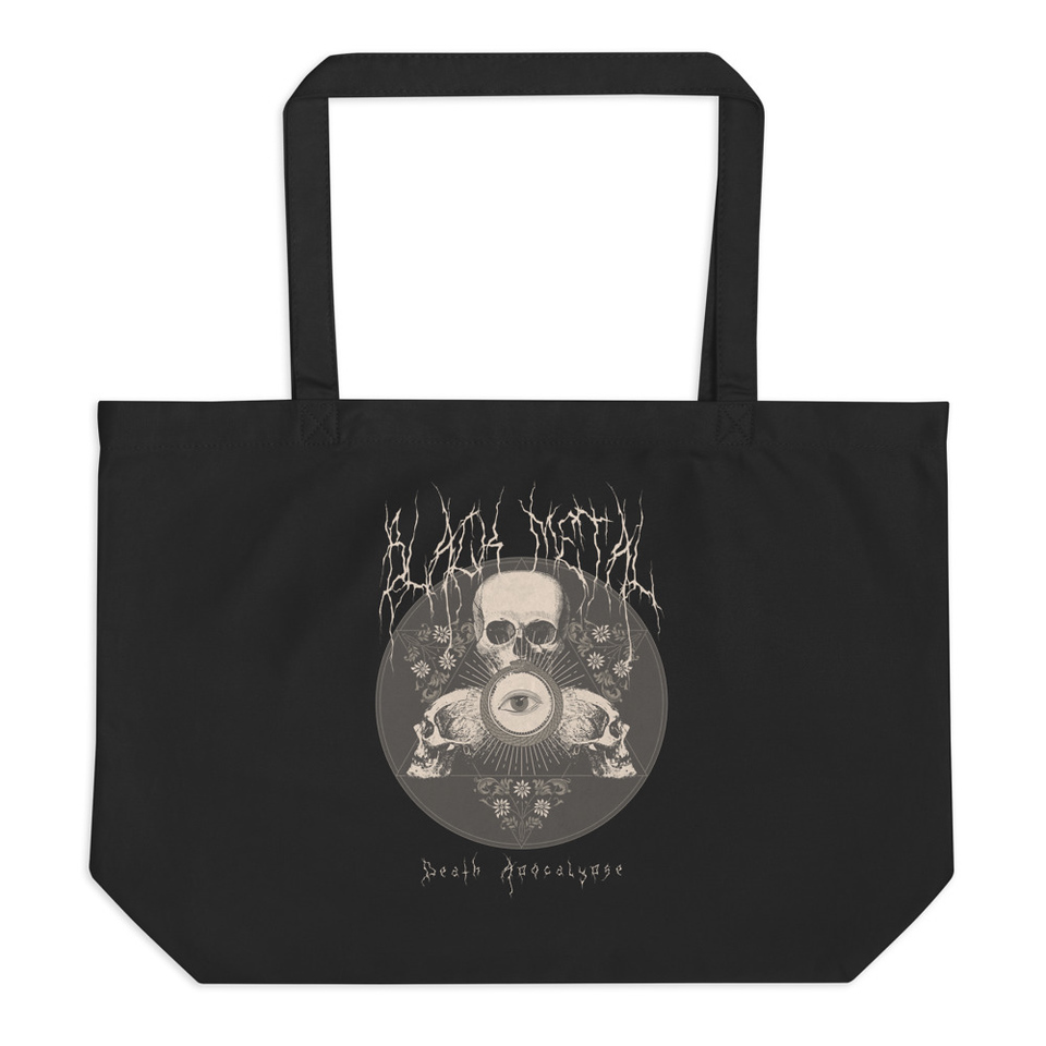 Black Metal - Hardcore skull theme design Large Eco Tote