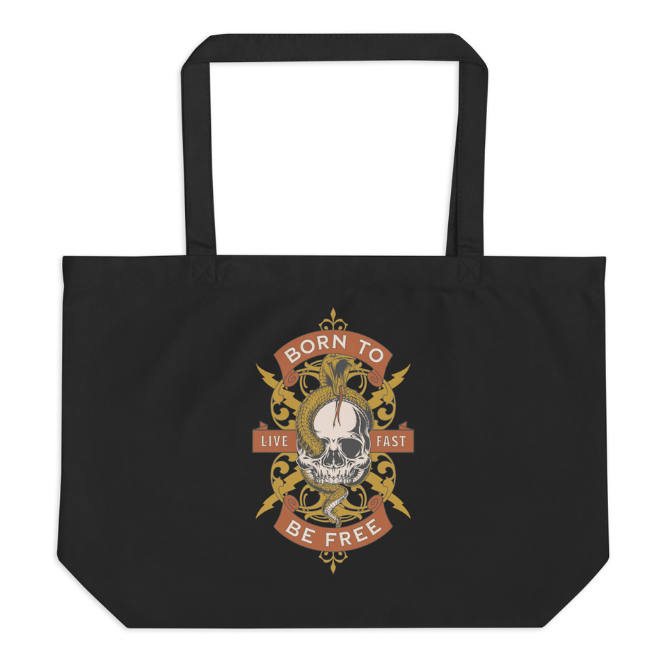 Born To Be Free - Skull Large Eco Tote
