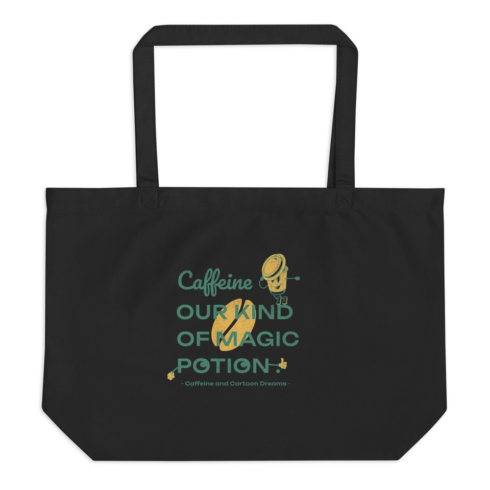 Caffeine Cartoon Large Eco Tote
