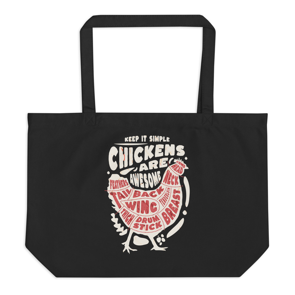 Chickens Are Awesome - Butcher Cuts Large Eco Tote