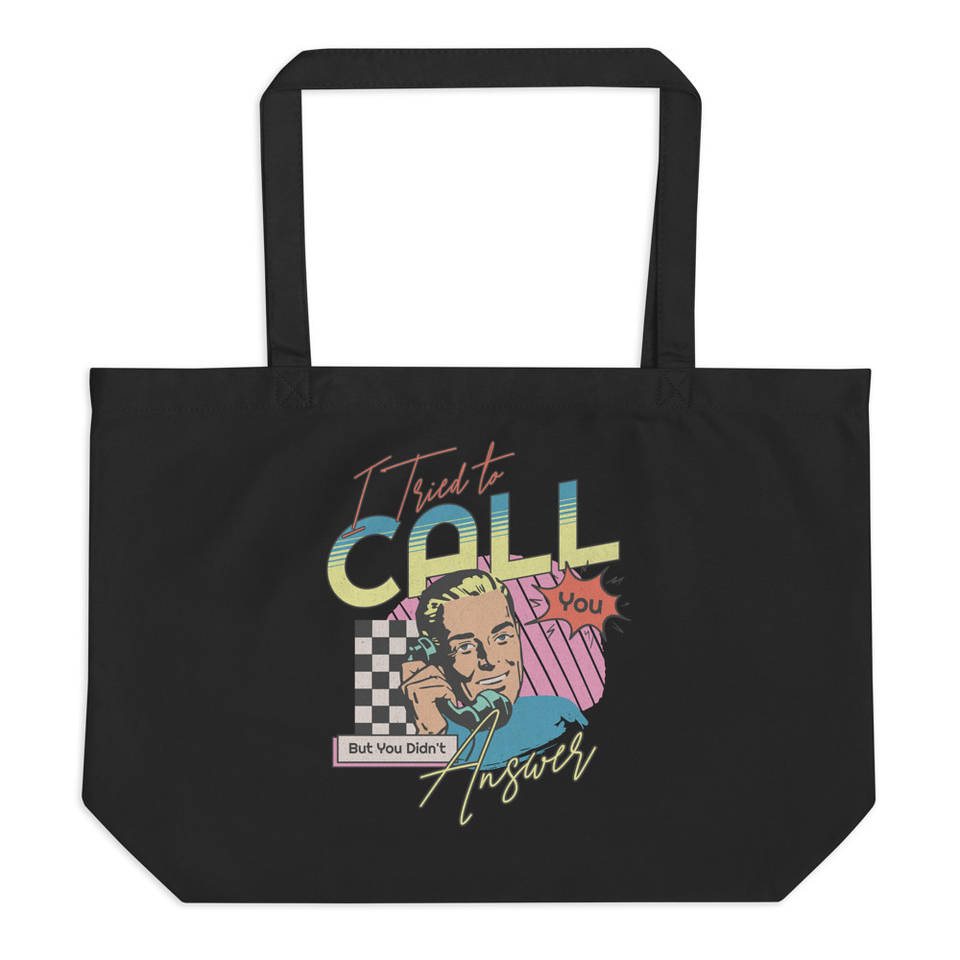 Classic Retro Illustrative Portrait Men Calling Large Eco Tote