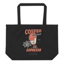 Coffee Break Cartoon Retro 90s  Large Eco Tote