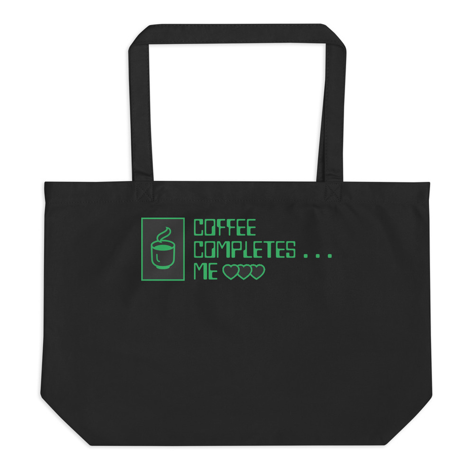 Coffee Completes Me - Neon Heart Large Eco Tote