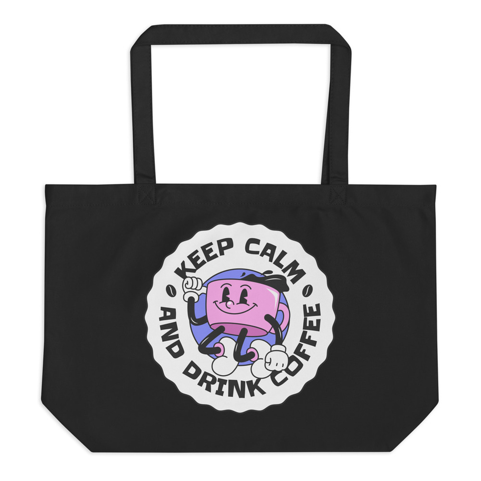 Colorful Fun Retro Style Coffee Quote Large Eco Tote