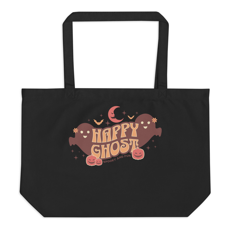 Cute Happy Ghost Large Eco Tote