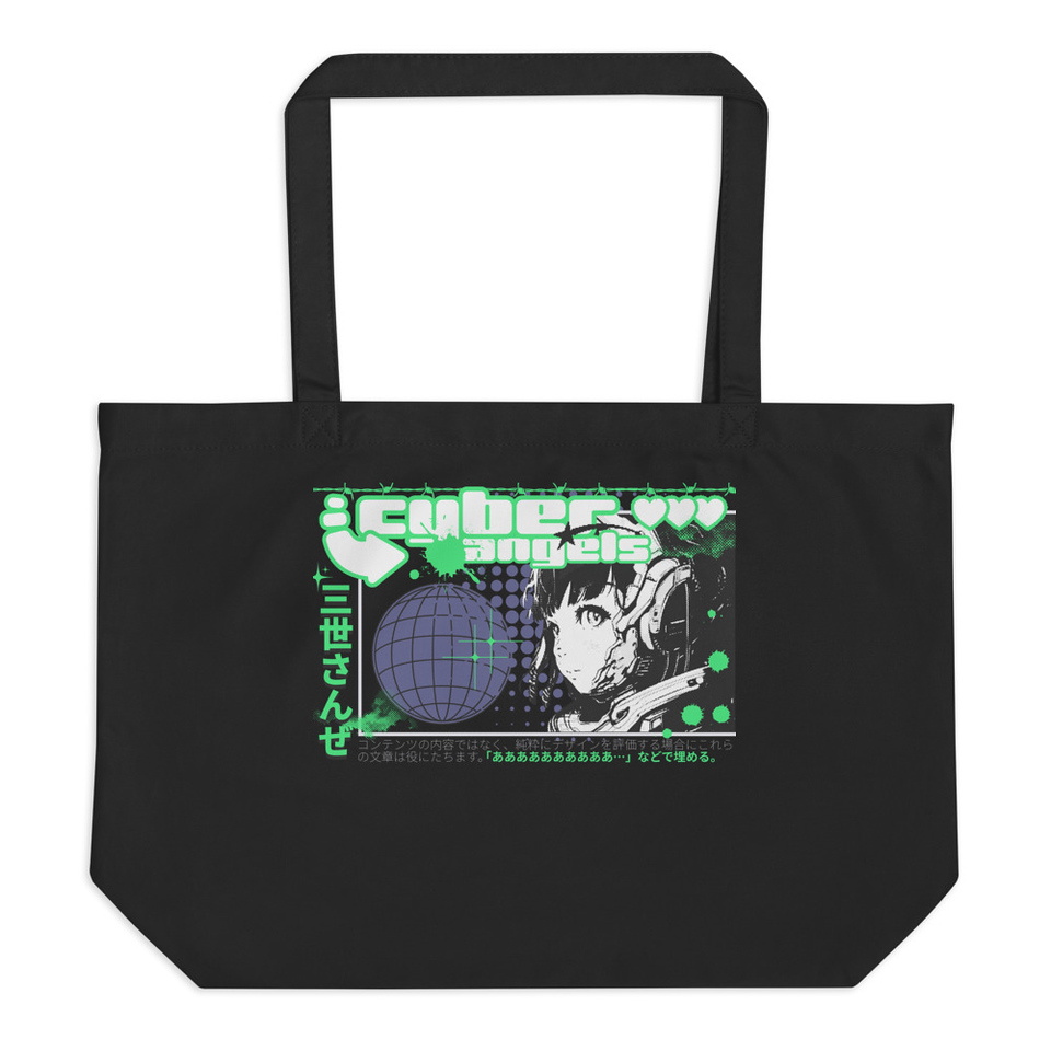 Cyber Angels - Y2k Girl Anime Large Eco Tote