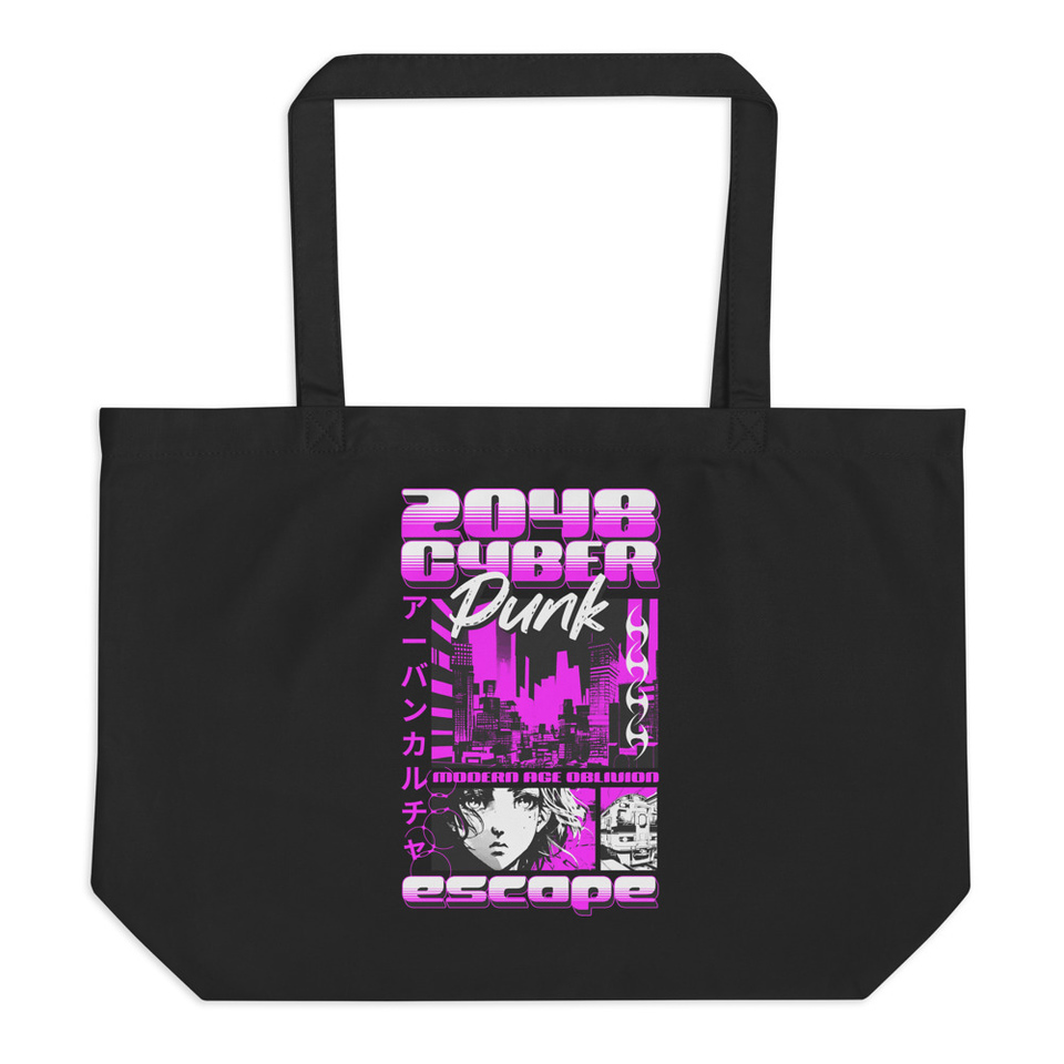 Cyber Punk Escape - Japanese Anime Large Eco Tote