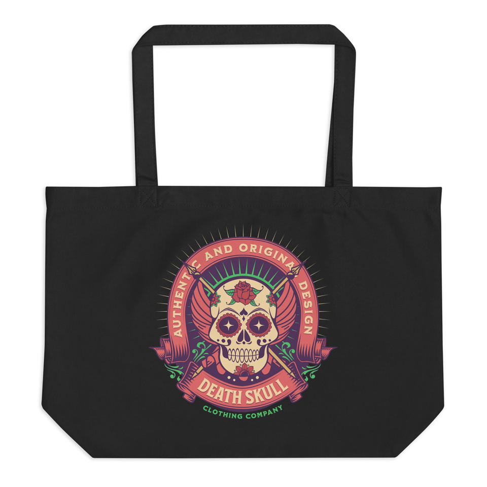 Death Skull - Badge  Large Eco Tote