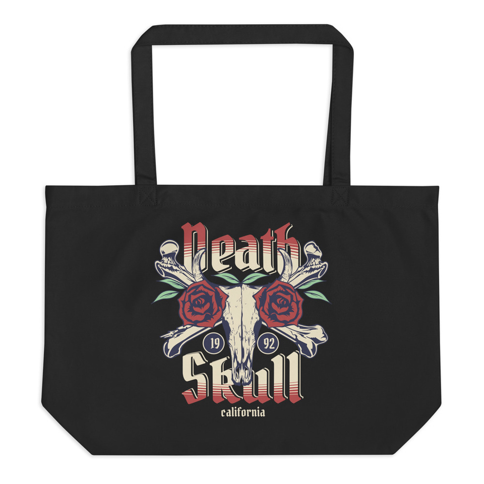 Death Skull - Flower Large Eco Tote