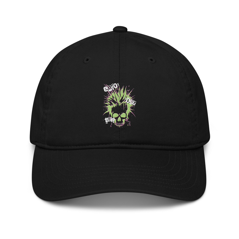 'Enjoy Your Trip' Punk Skull Organic Baseball Cap