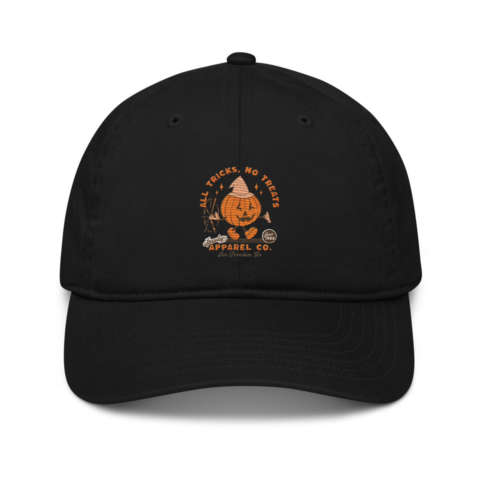 All Tricks No Treats - Pumpkin Mascot Organic Baseball Cap