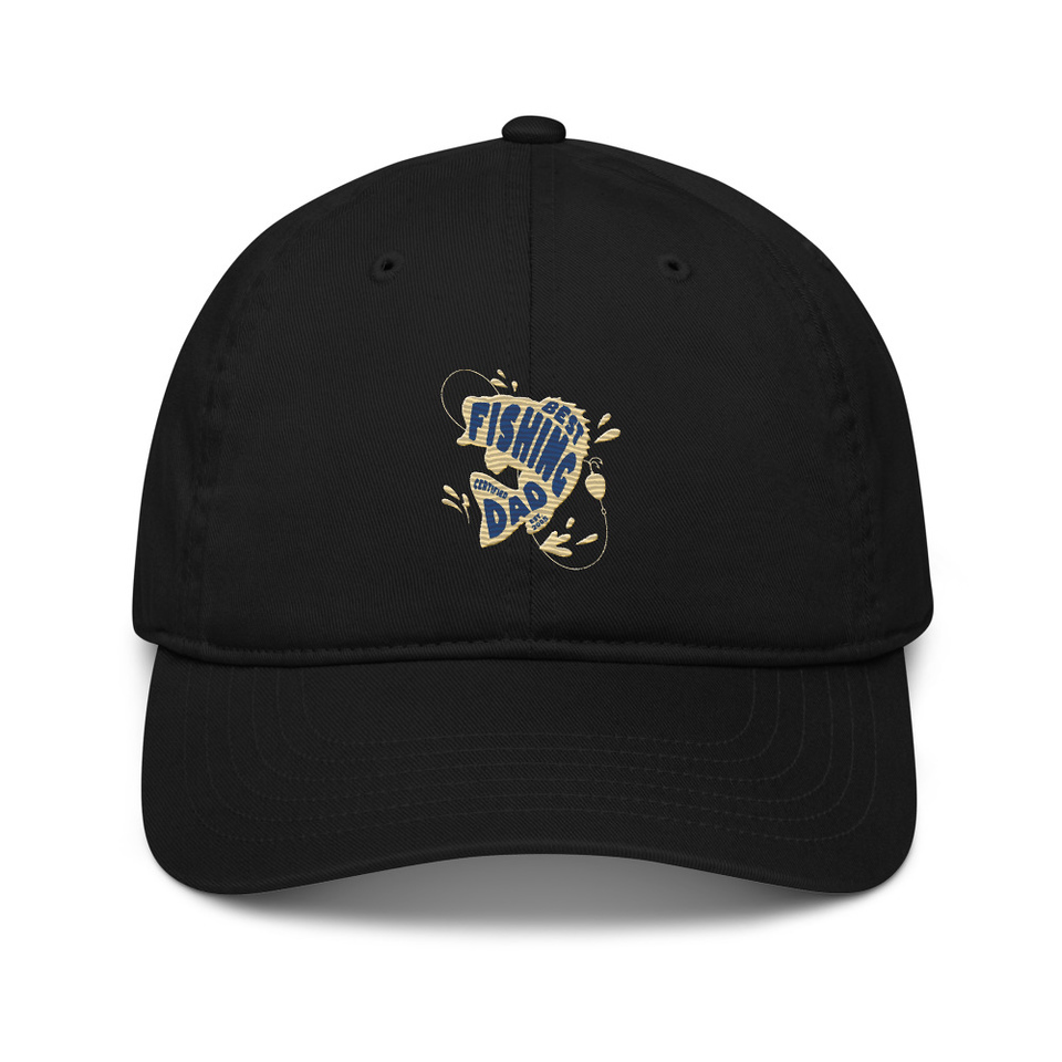 Best Fishing Dad - Typography Organic Baseball Cap