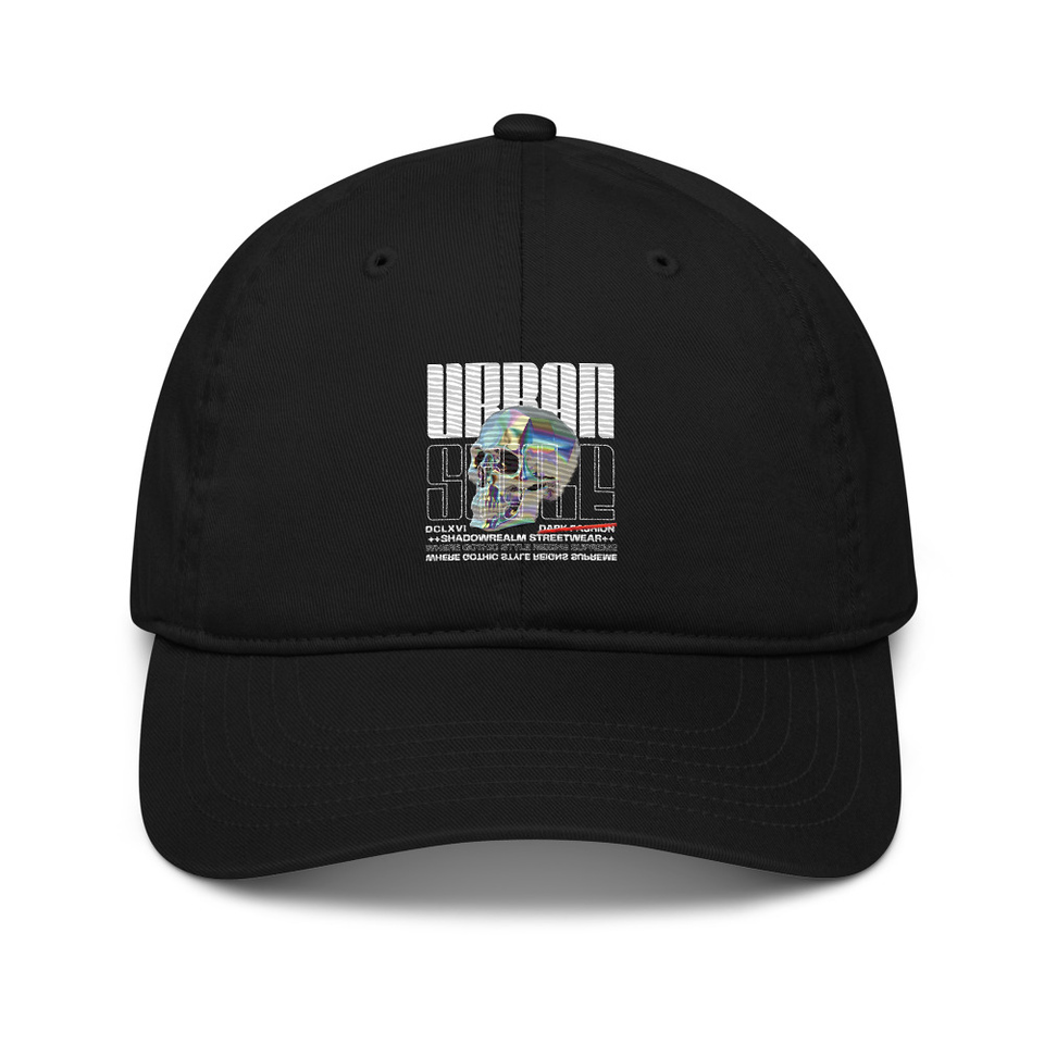 Black 3D Skull Organic Baseball Cap